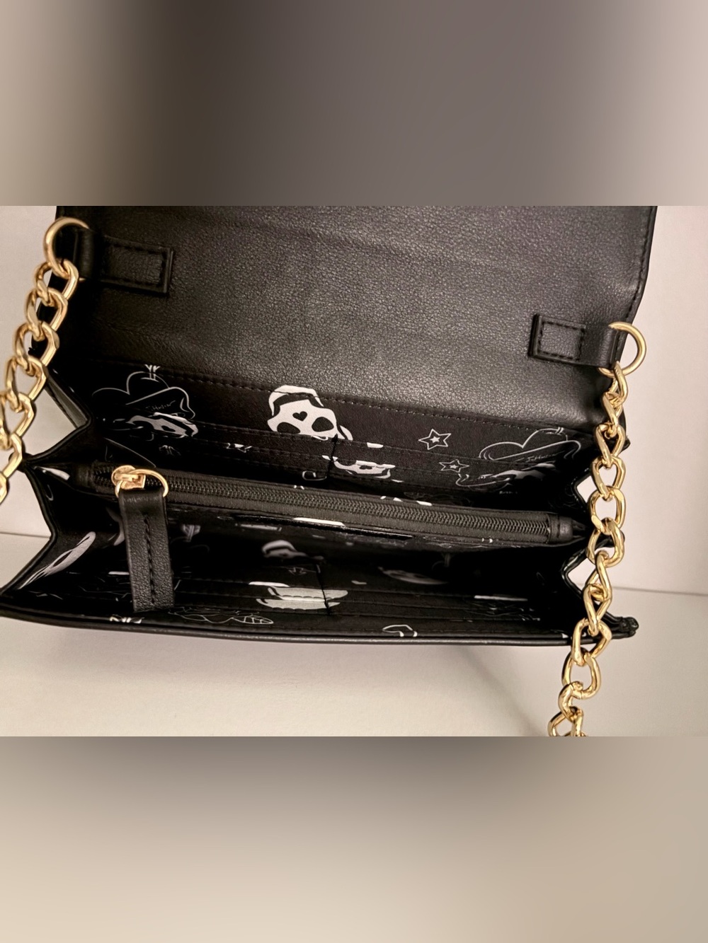 Betsey Johnson Black Crossbody with Crystal & Gold Stud Accents - Picture 5 of 6